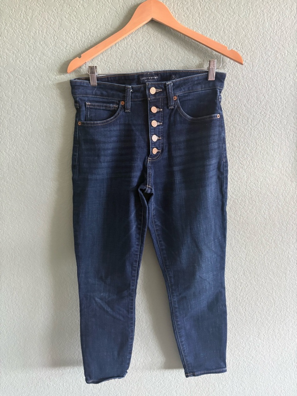 Lucky Dark Wash Button-Fly Women’s Skinny Jeans 10 Ankle
